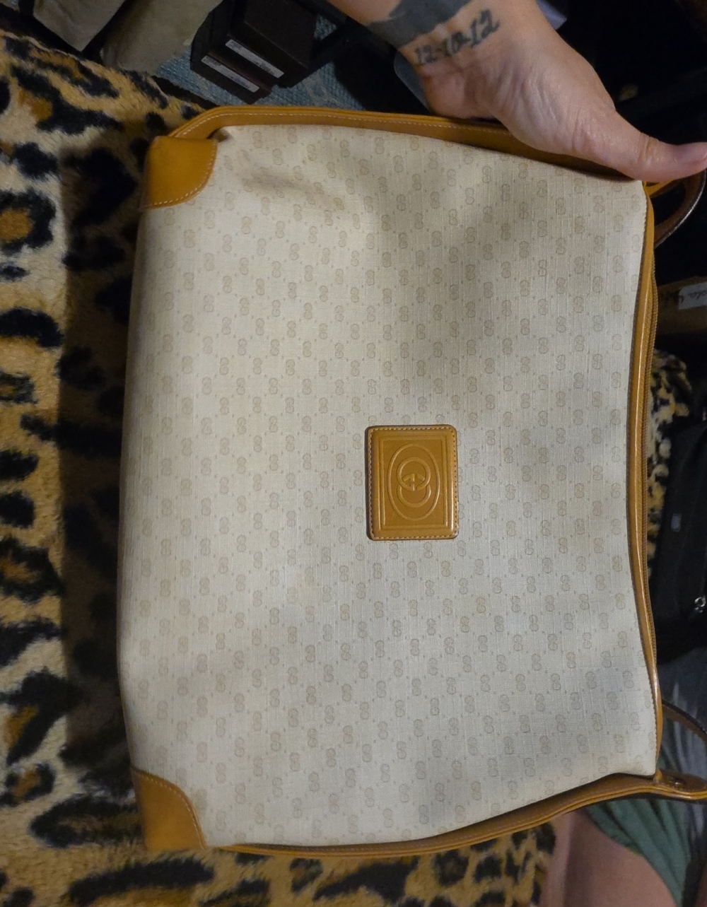 Gucci Beige and Tan Shoulder Bag AUTHENTIC